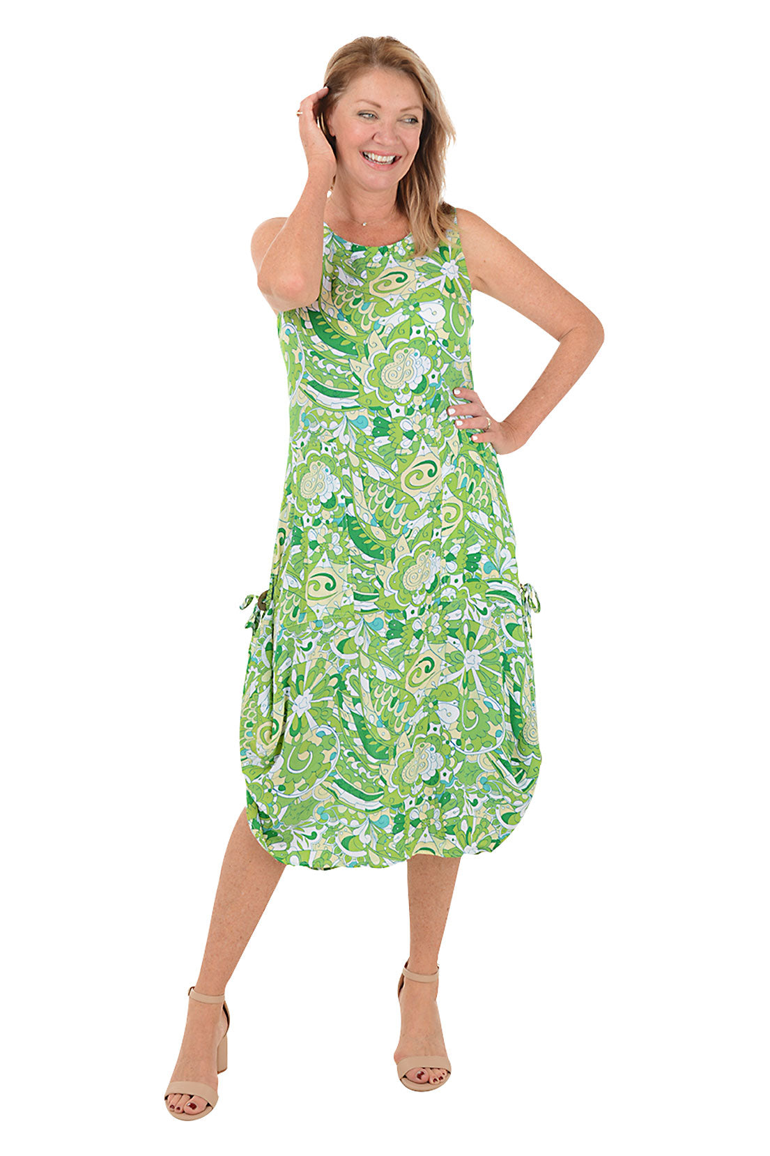 Retro Paisley Sleeveless Convertible Patio Dress