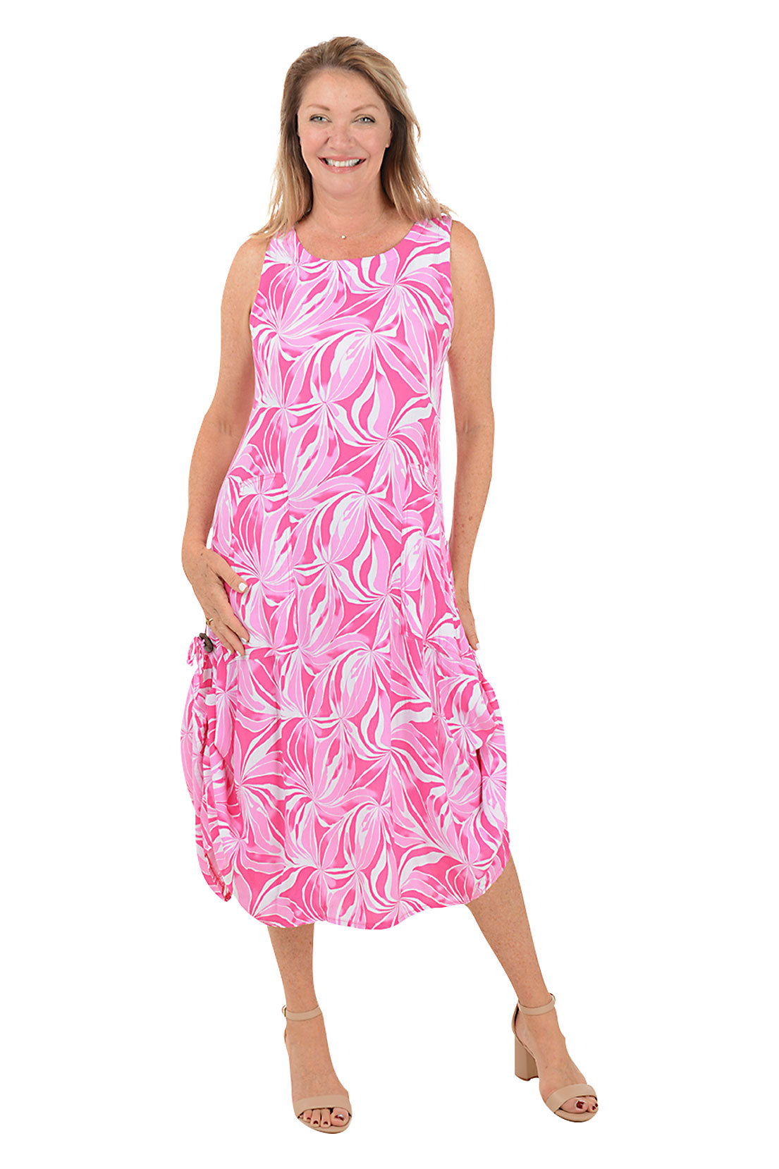 Whimsical Flower Sleeveless Convertible Patio Dress