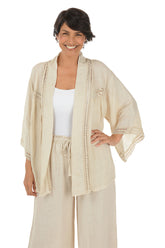 Crochet Trim Linen Jacket