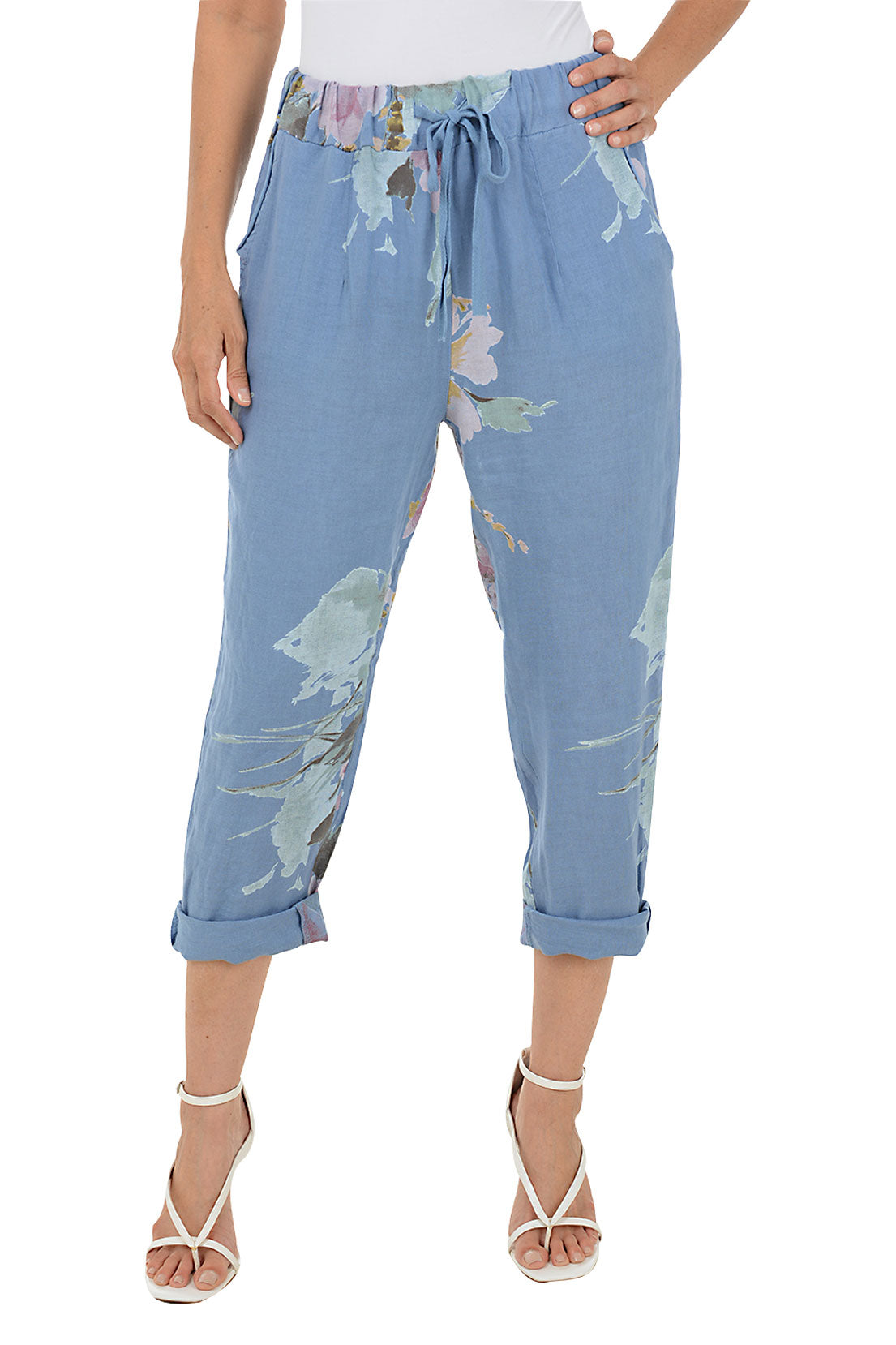 Chambray Floral Linen Lounge Pant