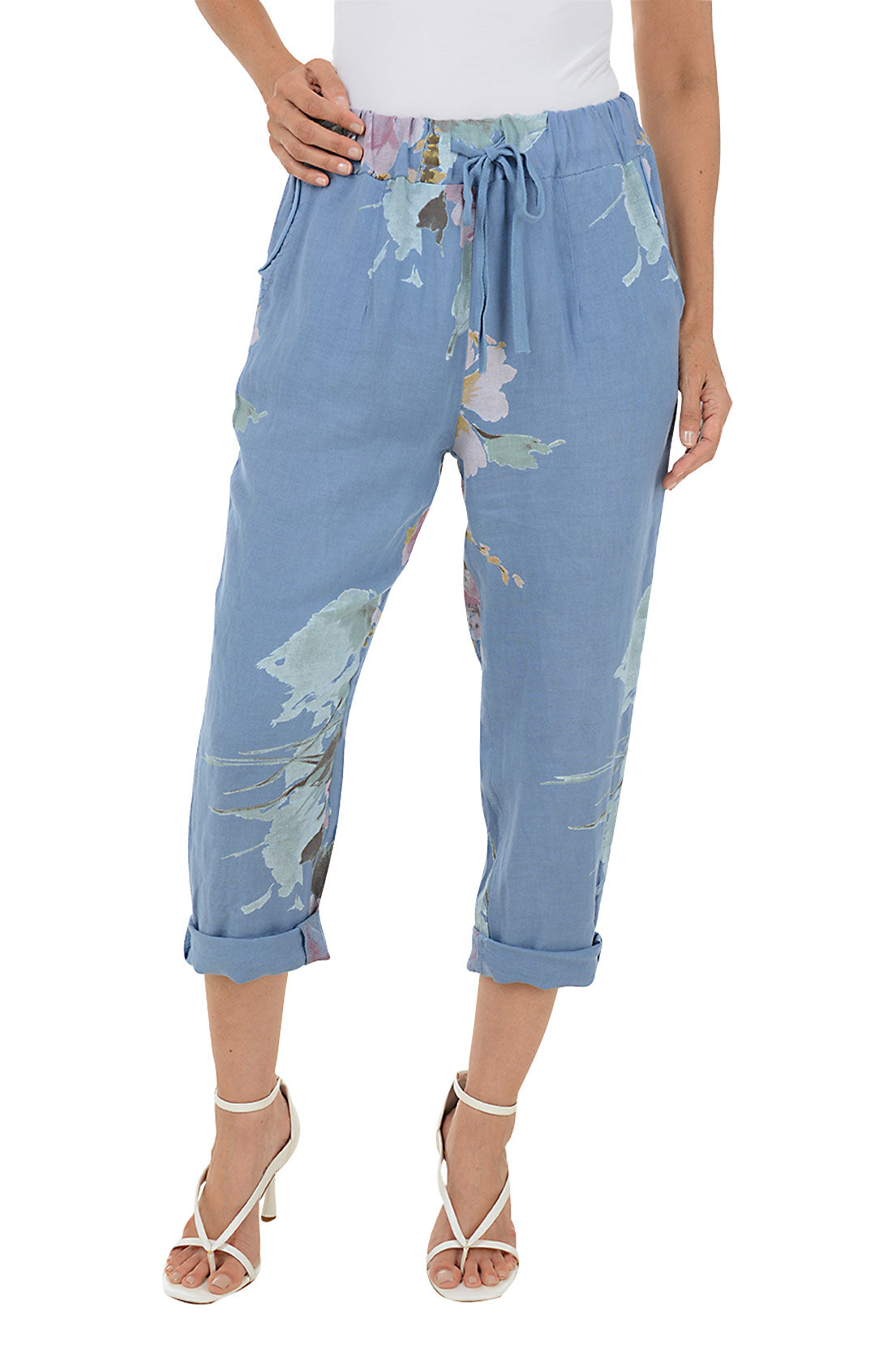 Chambray Floral Linen Lounge Pant