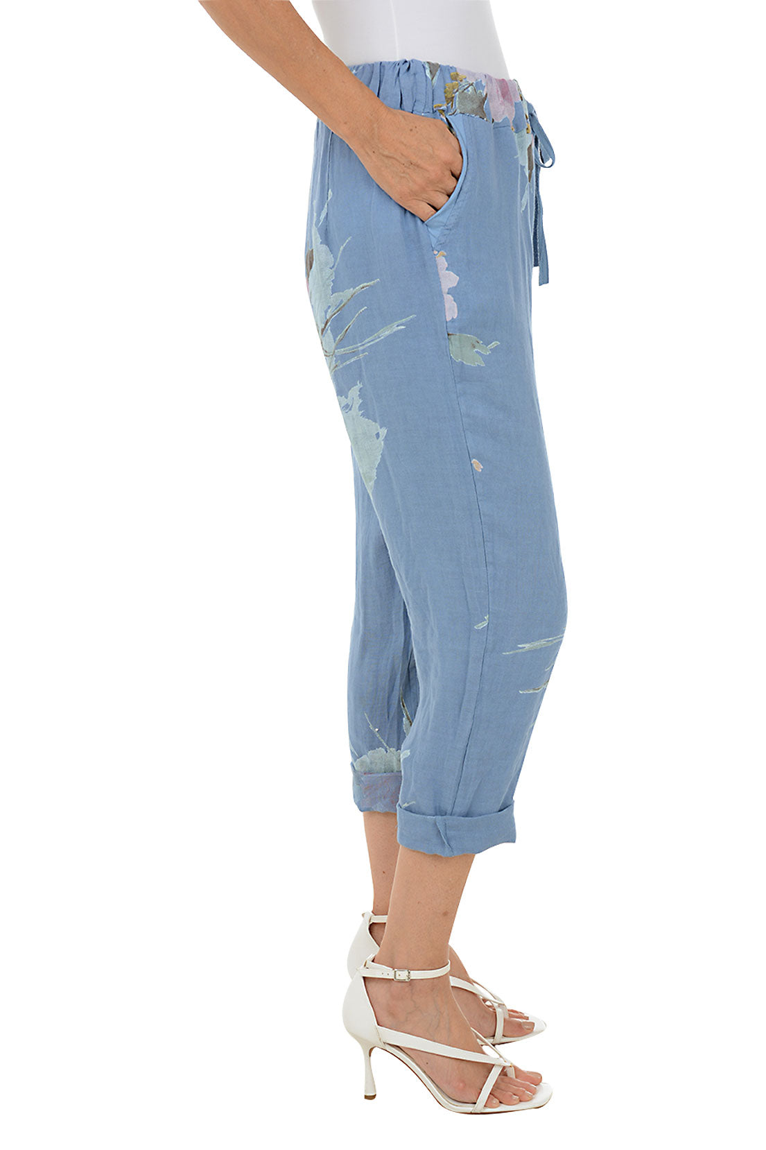 Chambray Floral Linen Lounge Pant