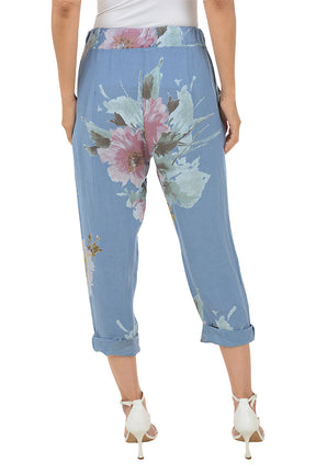 Chambray Floral Linen Lounge Pant