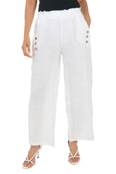 Triple Button Linen Wide Leg Pant