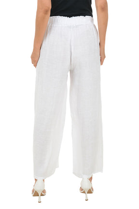 Triple Button Linen Wide Leg Pant