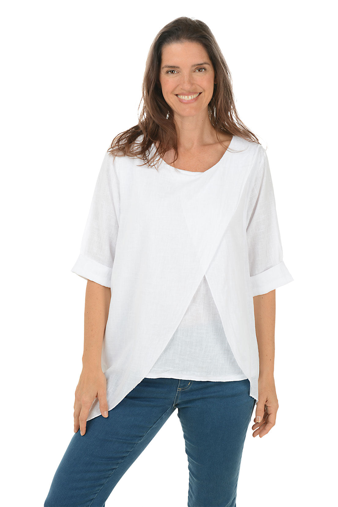 Layered Asymmetrical Linen Blouse