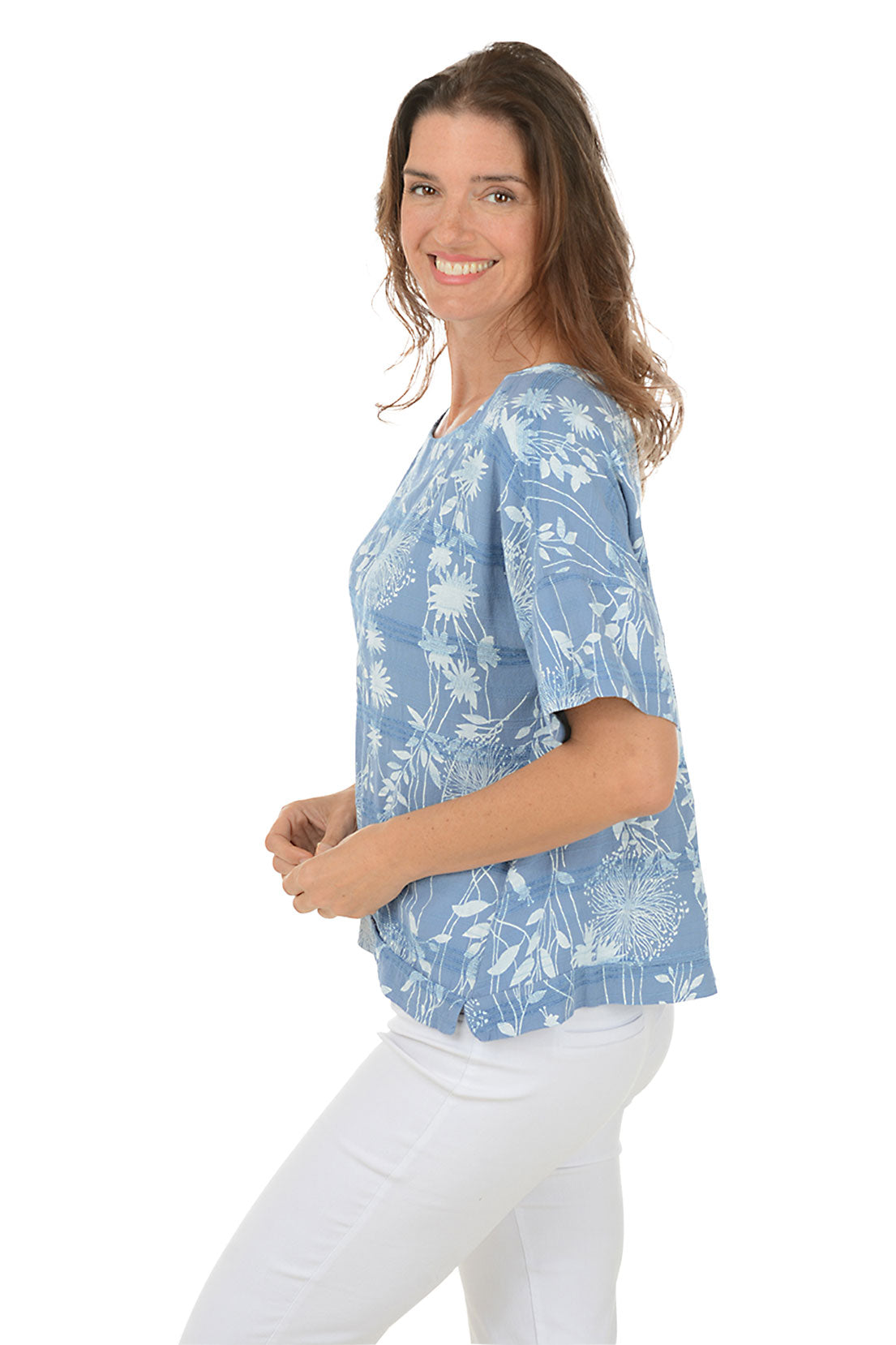 Chambray Dandelion Textured Linen Blouse