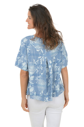 Chambray Dandelion Textured Linen Blouse