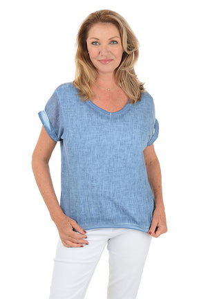 V-Neck Linen Tee