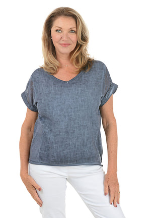 V-Neck Linen Tee