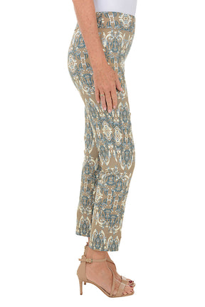 Damask Mosaic Pull-On Ankle Pant