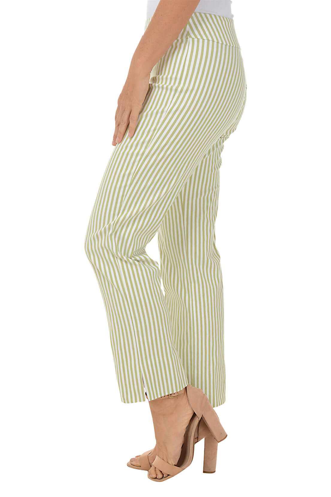 Sage Stripe Flared Ankle Pant