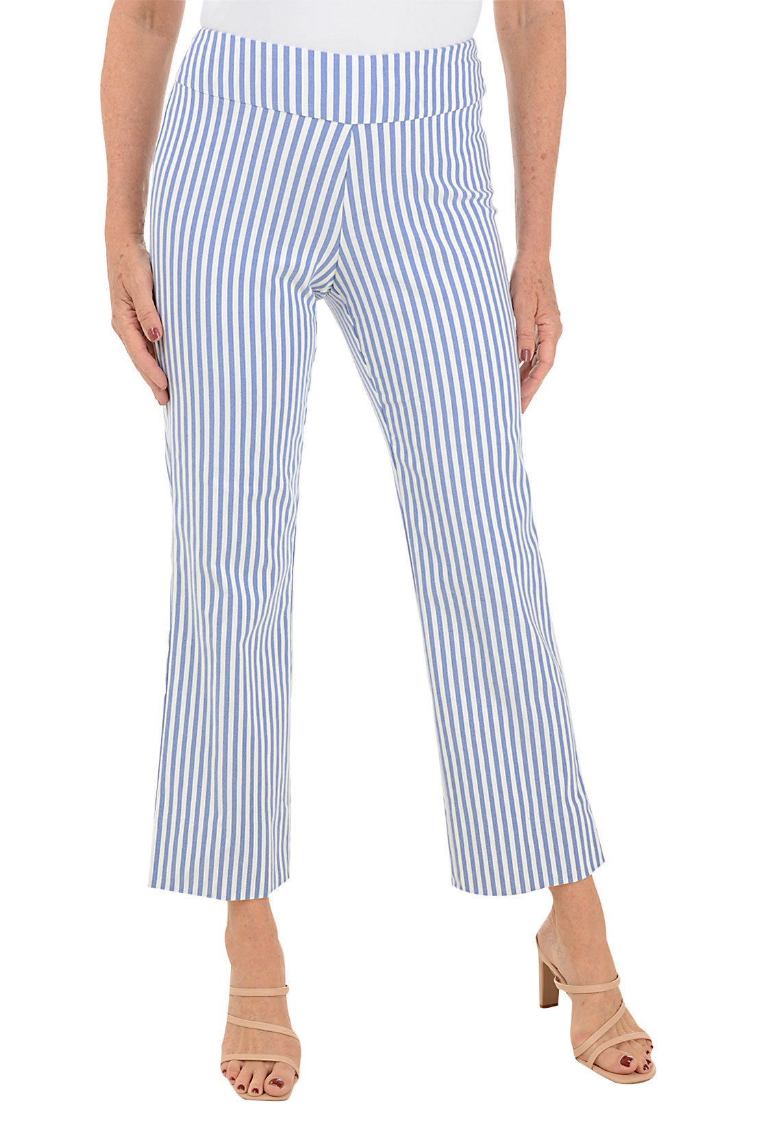 Blue Stripe Flared Ankle Pant