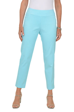 Aqua Textured Pique Pull-On Ankle Pant