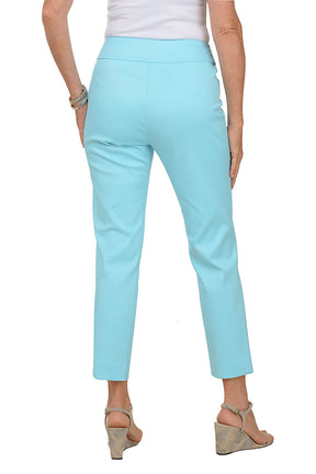 Aqua Textured Pique Pull-On Ankle Pant