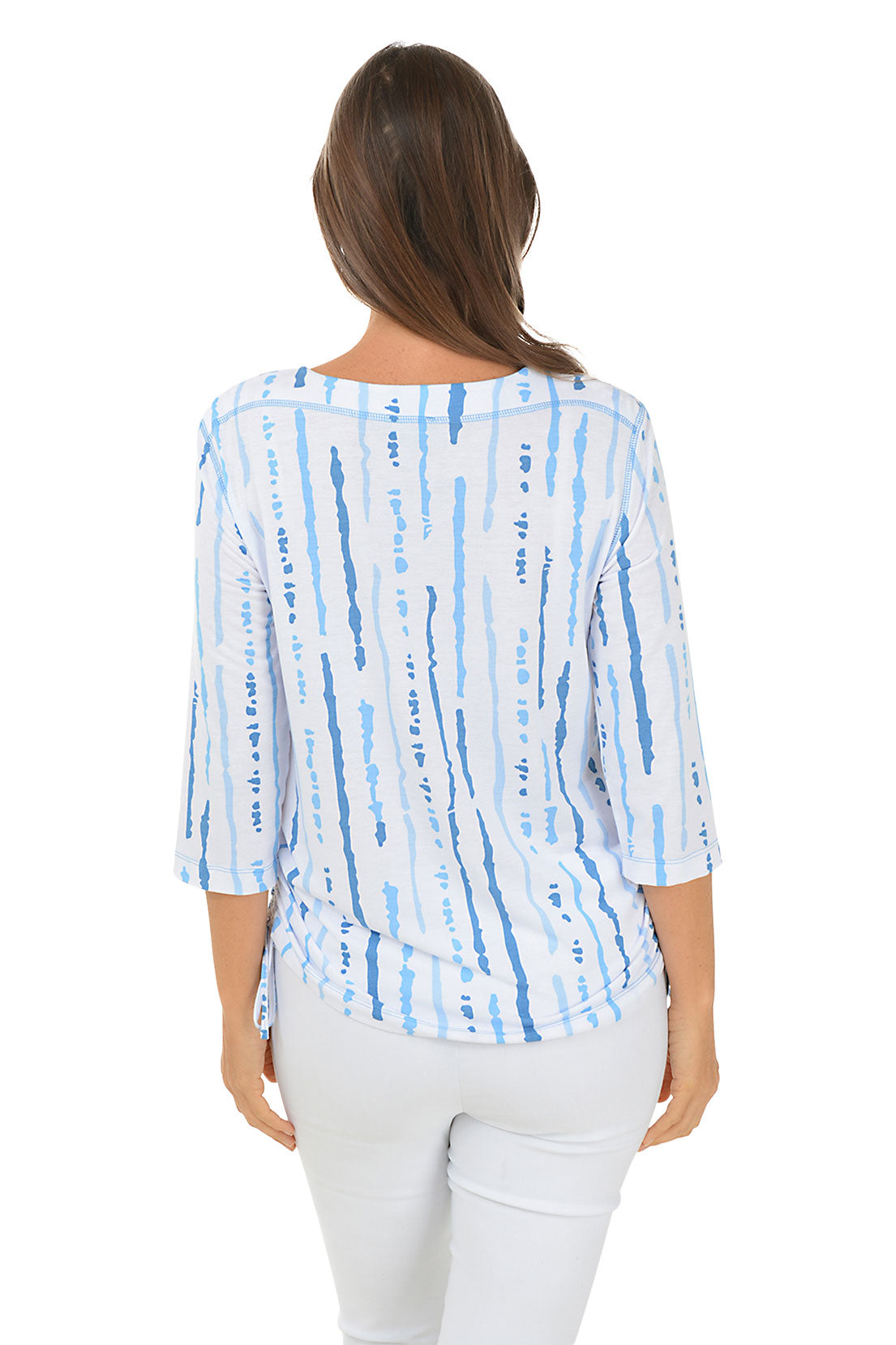 Petite Blue Jay Stripe Side Shirred Knit Top