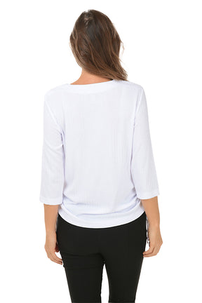 Diagonal Ribbed Side Shirred Top