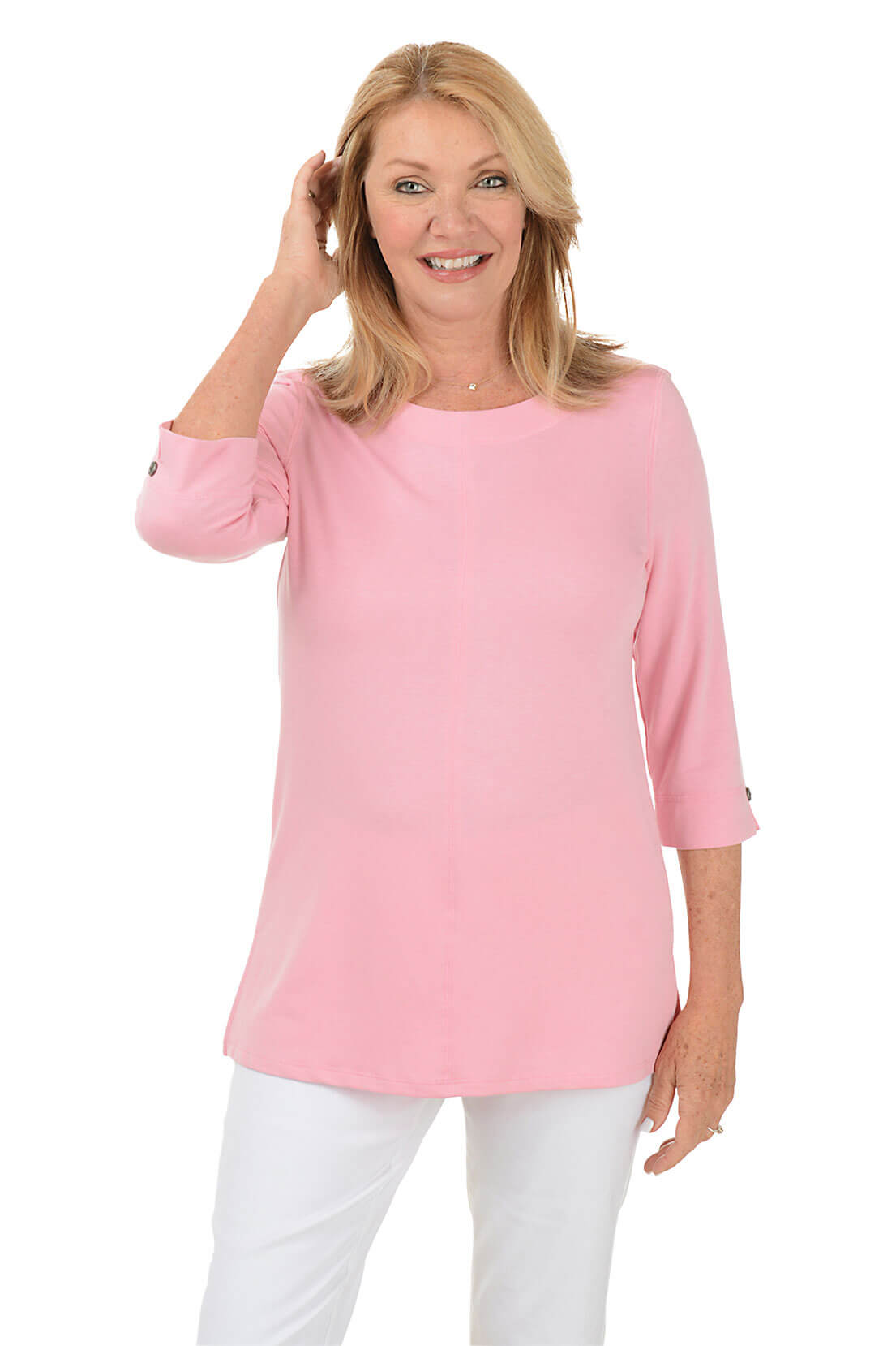 Petite Button Sleeve Knit Tunic