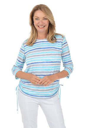 Earl Grey Stripe Side Shirred Top