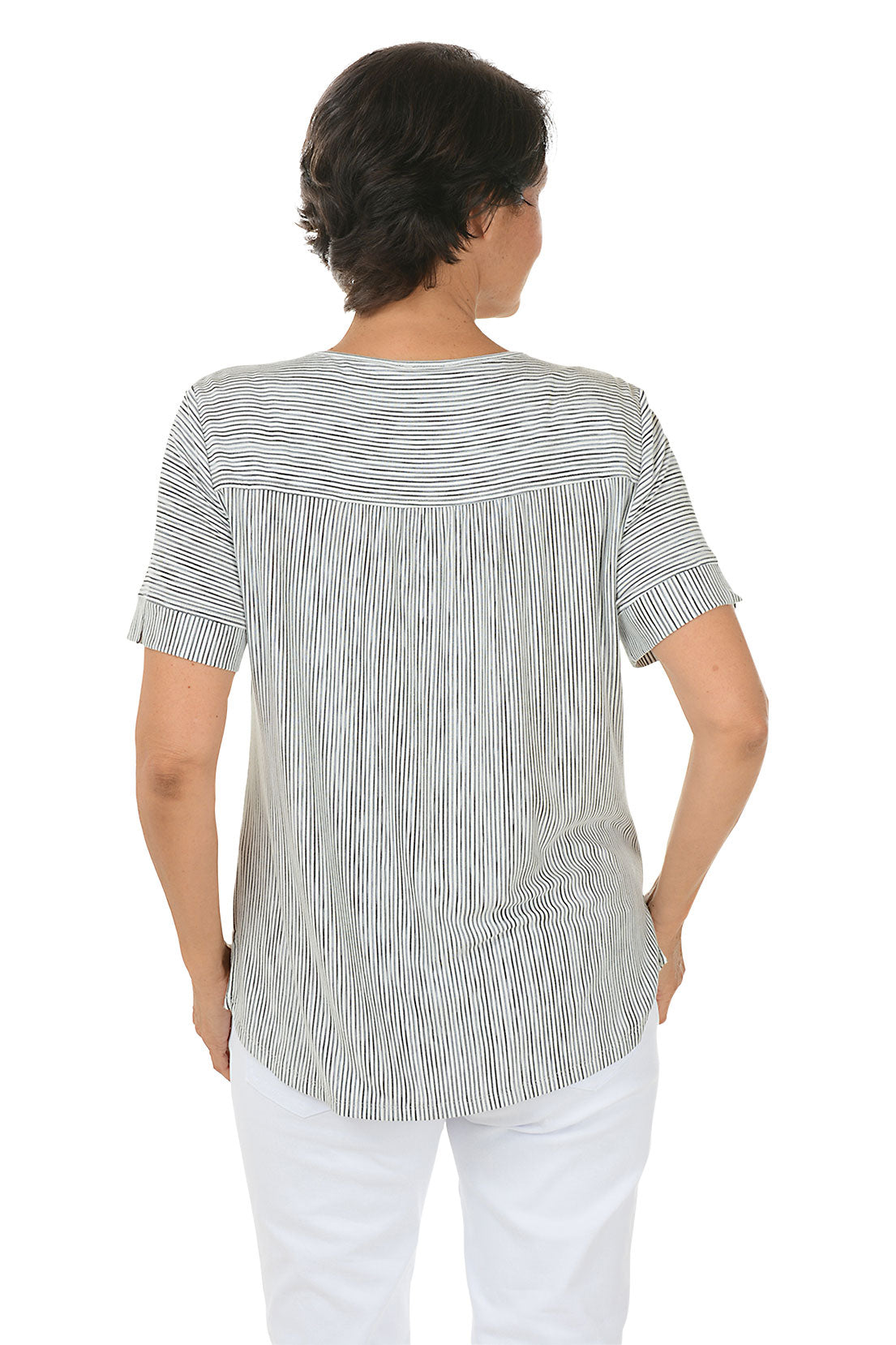 Striped Notch Neck Swing Tee