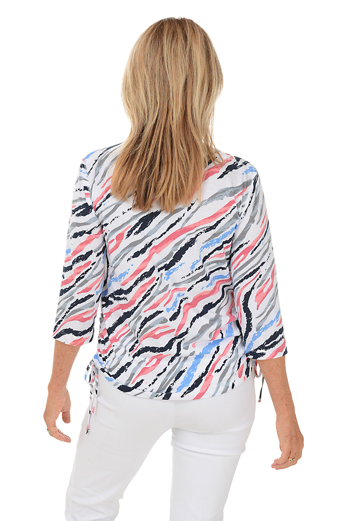 Wild Stripes Side Shirred Knit Top