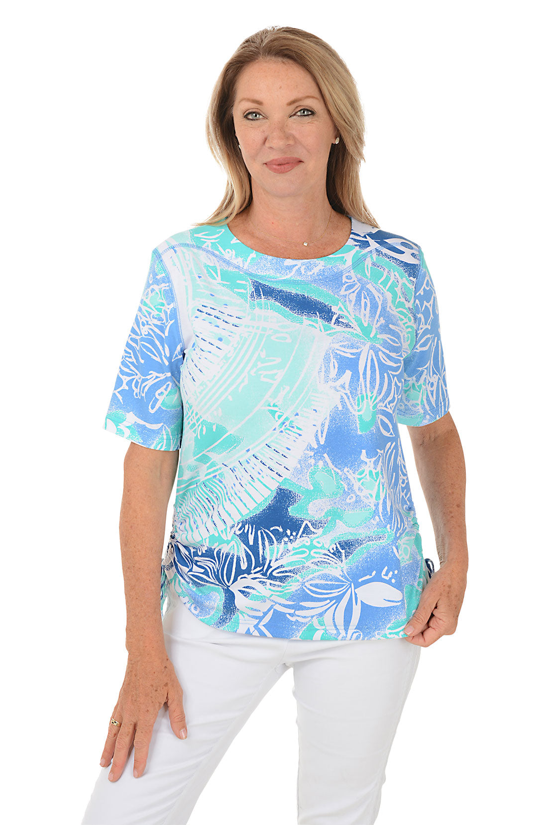 Tropical Sketches Side Shirred Top