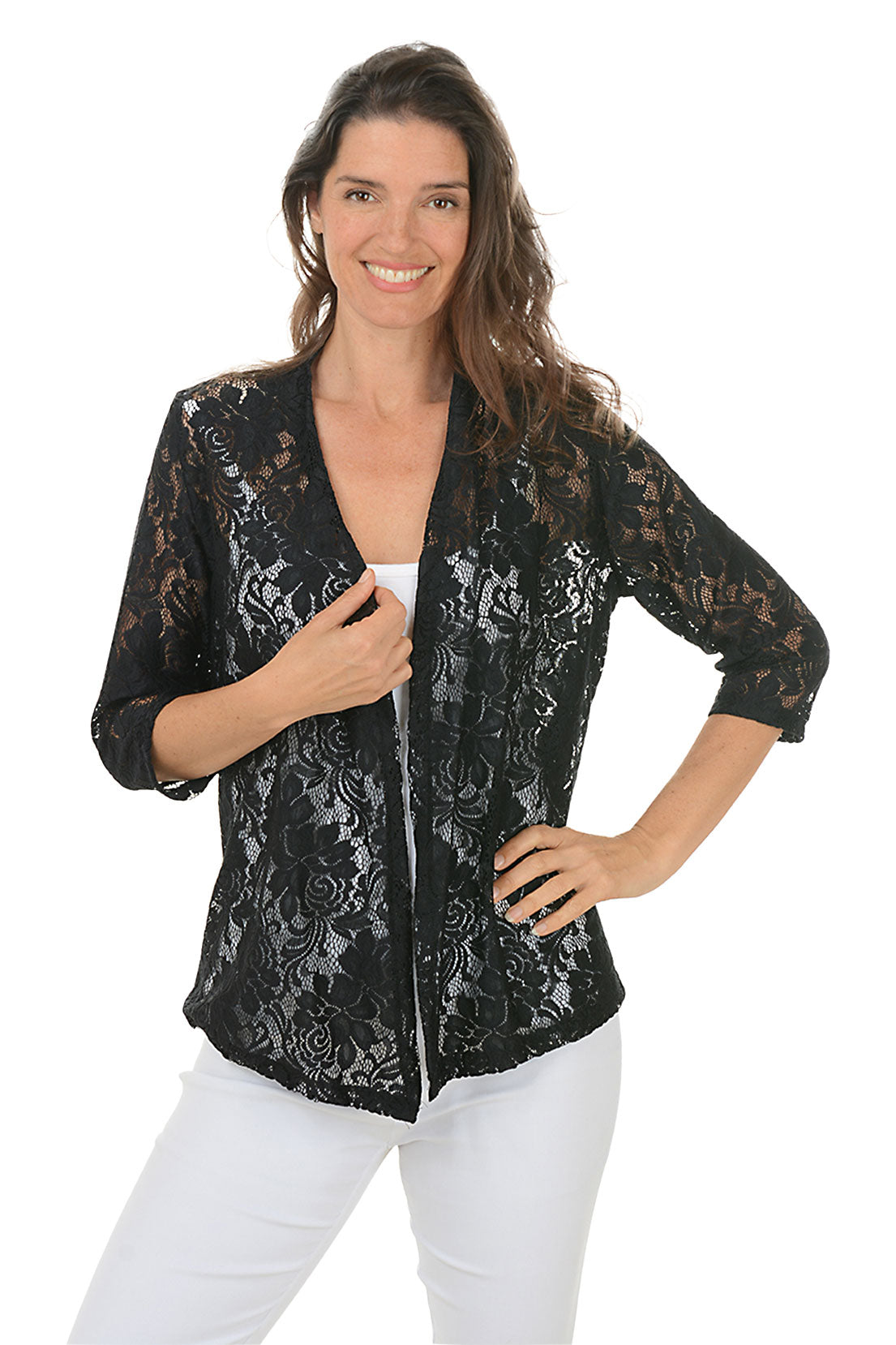 Floral Lace Open Front Cardigan