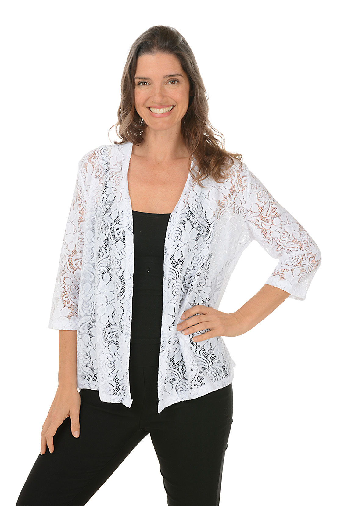 Floral Lace Open Front Cardigan