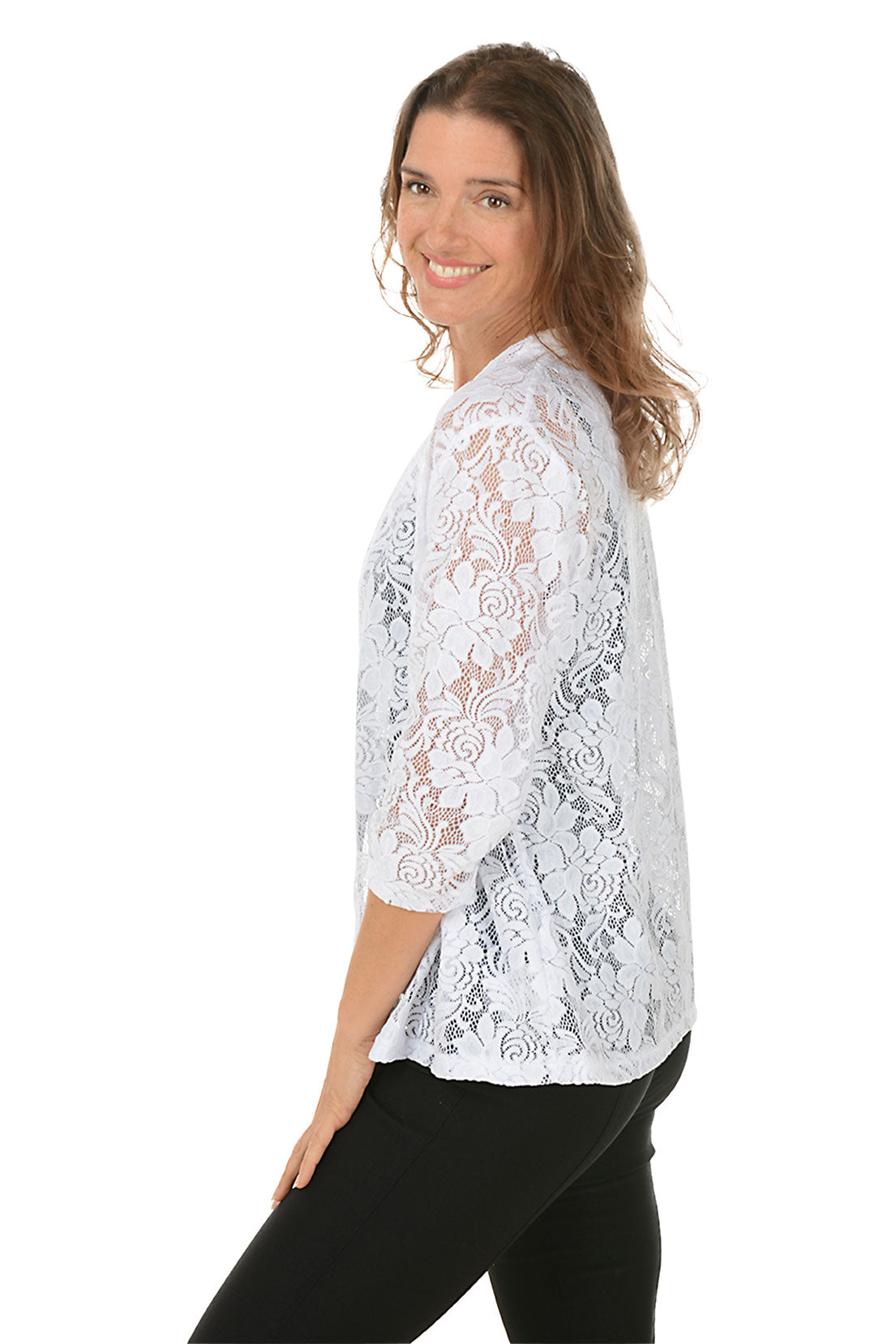 Floral Lace Open Front Cardigan