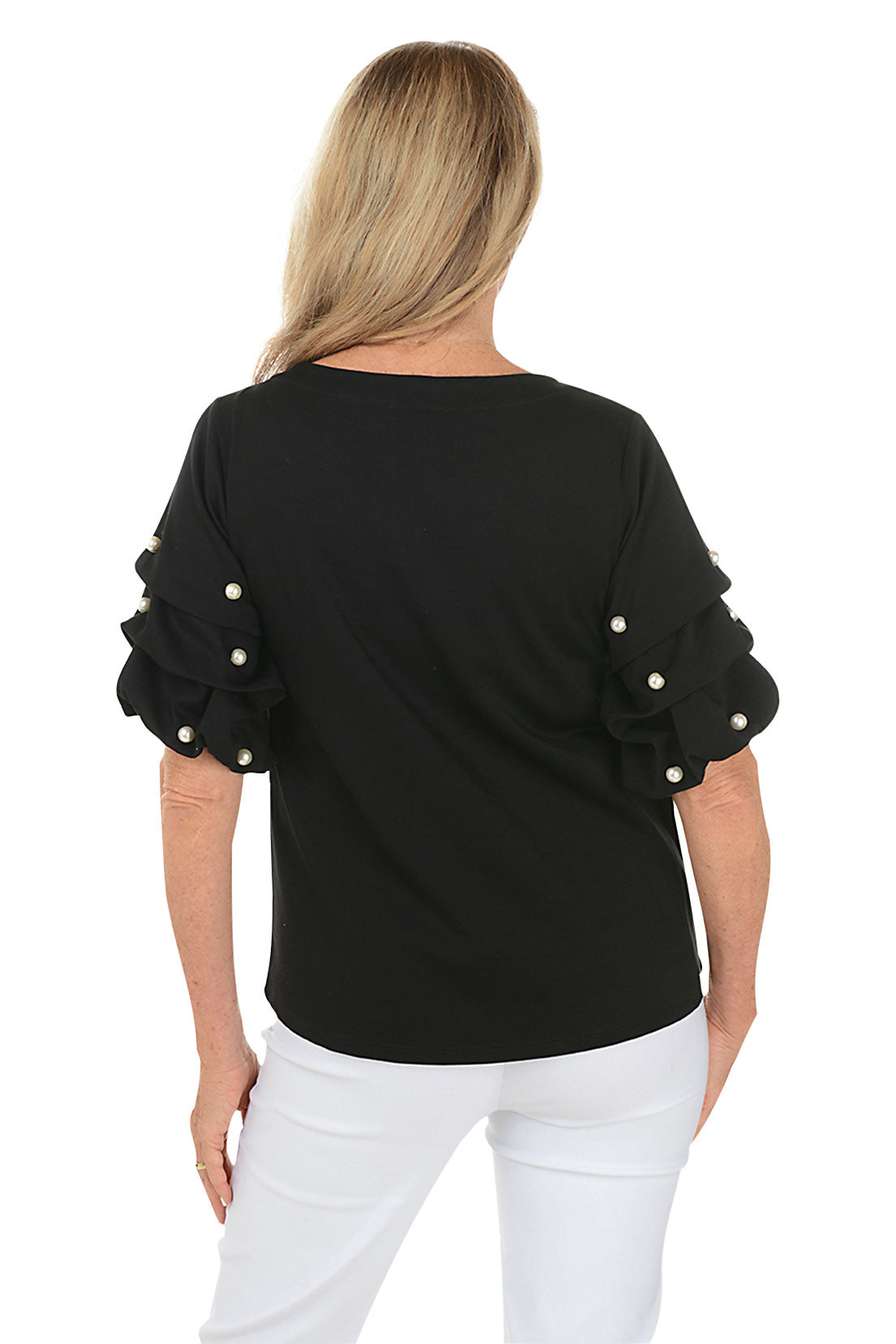 Pearl Gathered Elbow Sleeve Top