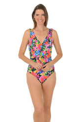 Blooming Bouquet Ruffle Front Surplice Swimsuit