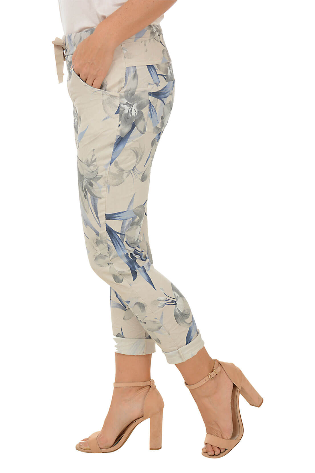 Beige Lily Drawstring Jogger Pant