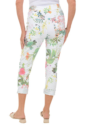 White Garden Drawstring Jogger Pant