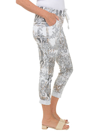 Leopard Floral Drawstring Jogger Pant