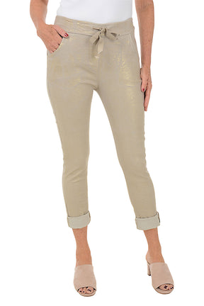 Shimmering Drawstring Ankle-Length Jogger Pant