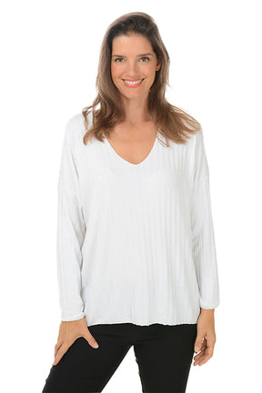 V-Neck Dolman Sleeve Ribbed Top