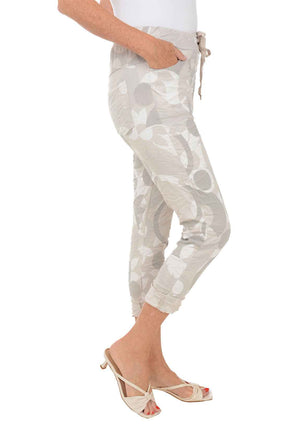 Beige Flower Camouflage Jogger Pant