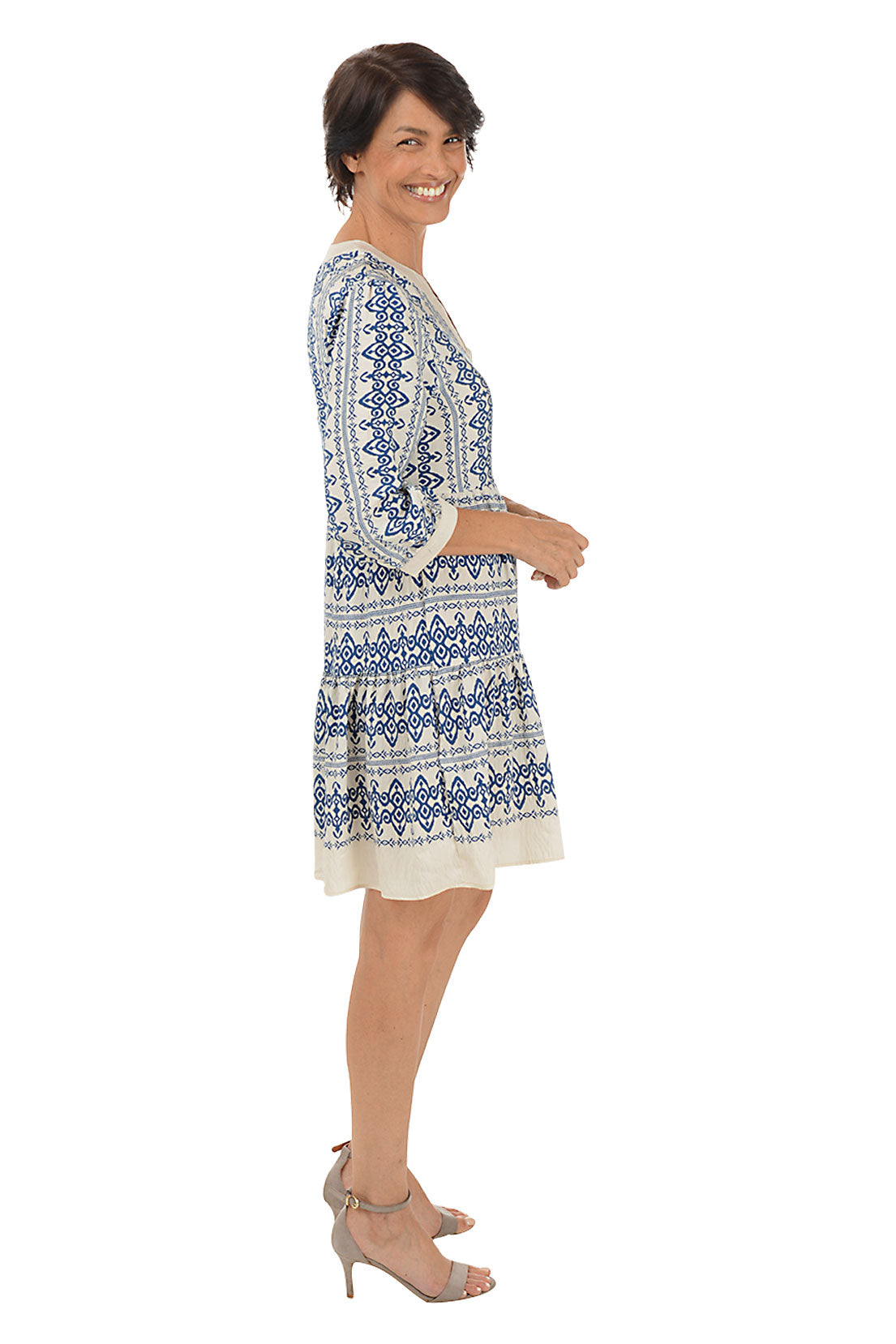 Bohemian 3/4 Sleeve Tiered Dress