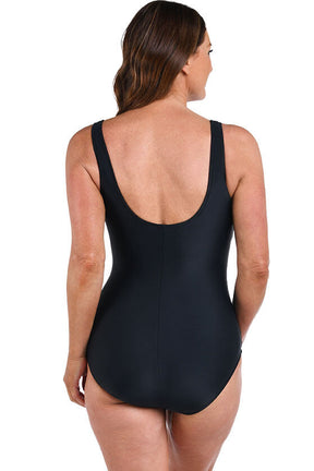 Solid Side Shirred Swimsuit