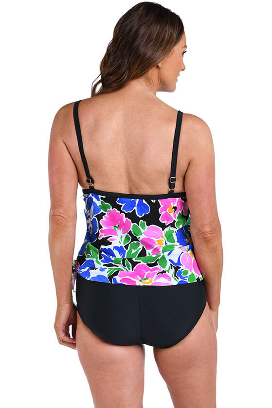 Summer Splash Floral Faux Tankini Swimsuit