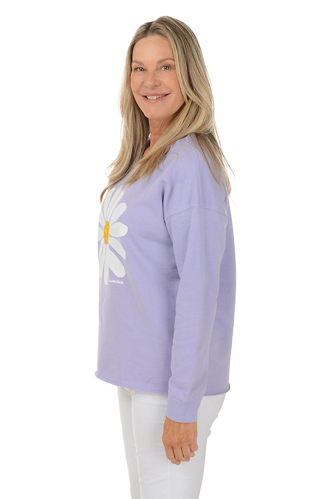 Lilac Big Daisy Drop Shoulder Sweatshirt