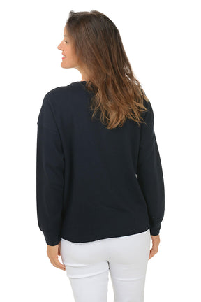 White Anchor Drop Shoulder Sweatshirt