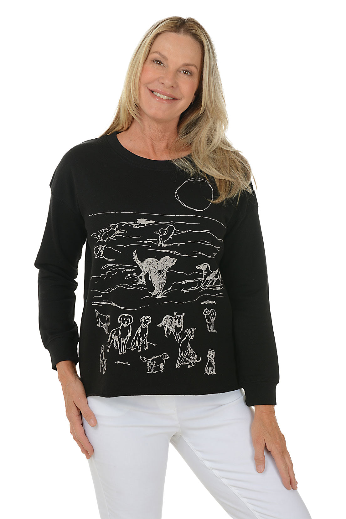 White Beach Dogs Drop Shoulder Sweatshirt