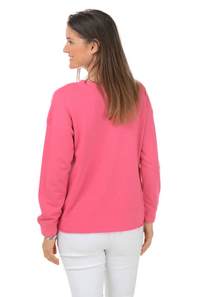 Pink Big Daisy Drop Shoulder Sweatshirt