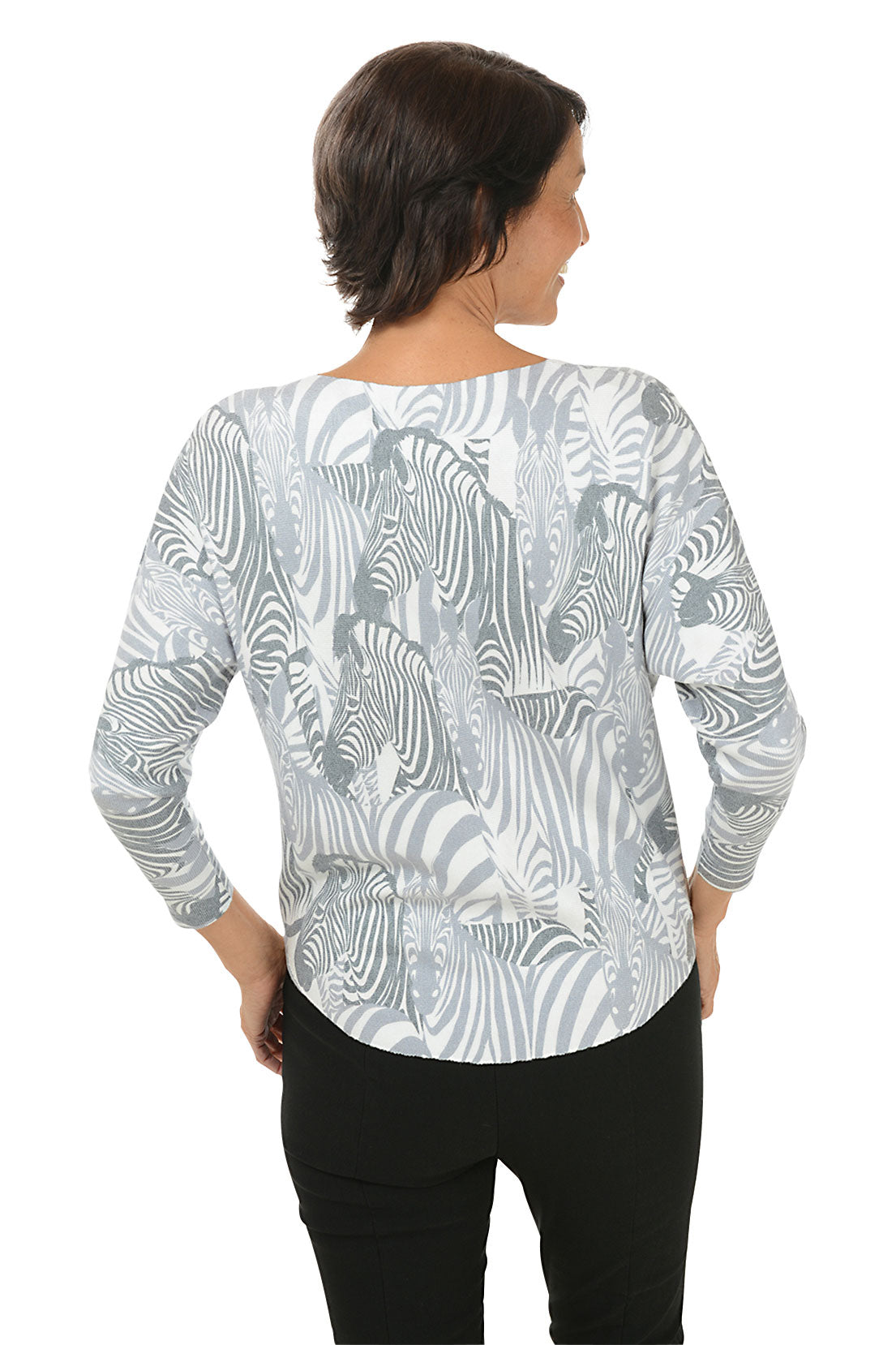 Zebra Dazzle 3/4 Dolman Sleeve Sweater