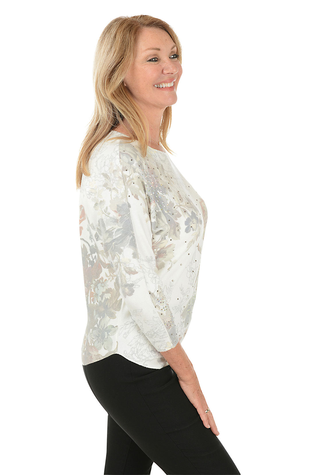 Peony Jeweled Dolman Sleeve Sweater