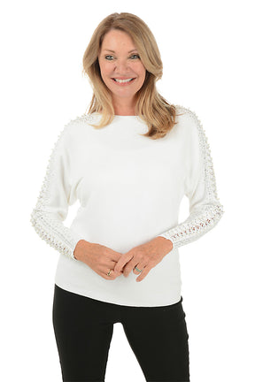 Pearl Embellished Long Sleeve Sweater