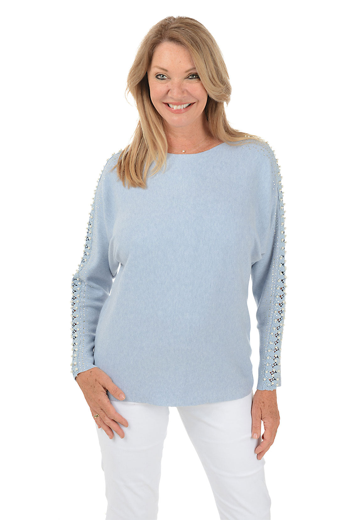 Pearl sleeve sweater hotsell