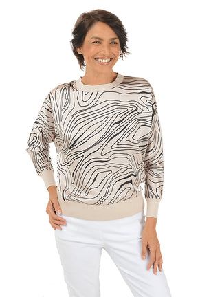 Marbled Stripes Silky Front Sweater