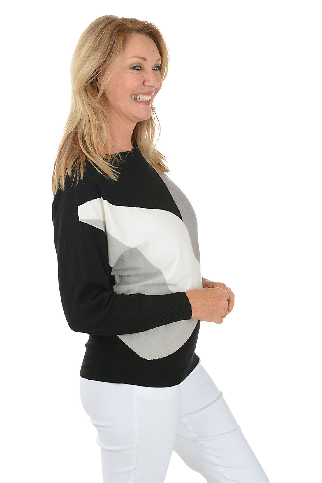 Wheat Angled Colorblock Dolman Sleeve Sweater